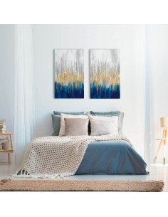Cuadro abstracto azul y dorado 2